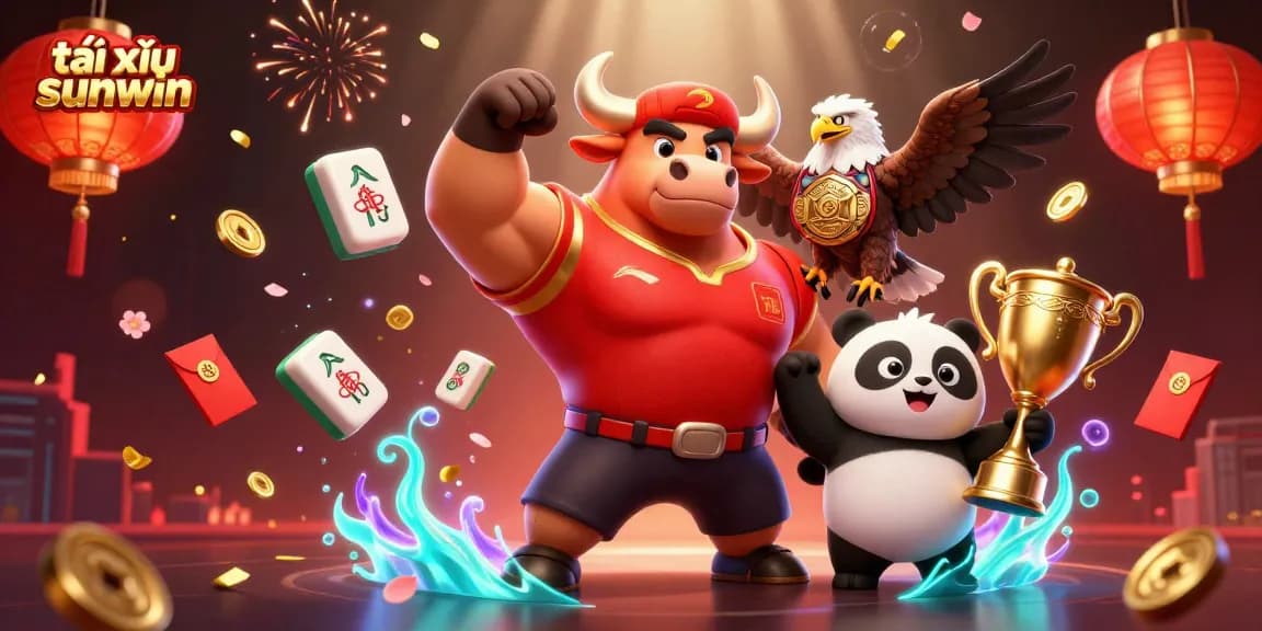 Experience the thrill of tài xỉu sunwin with our energetic 3D casino illustration featuring vibrant characters and exciting game elements.