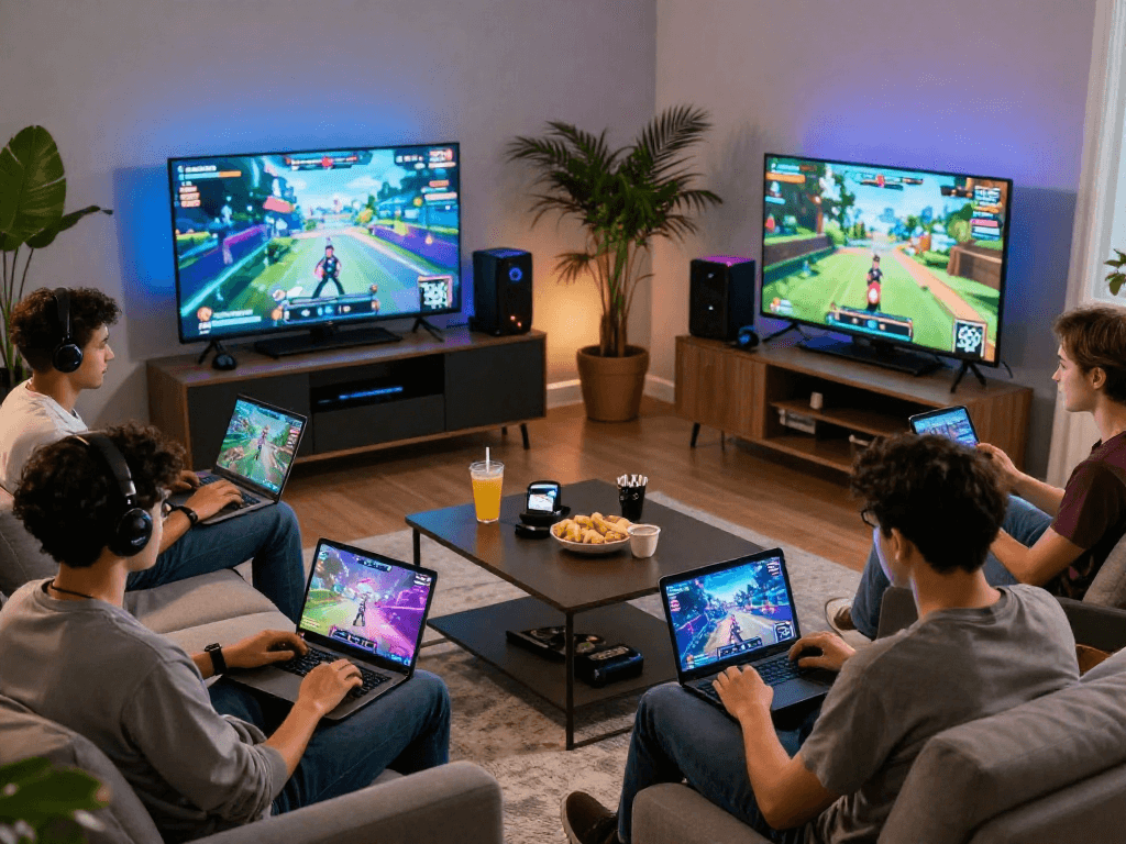 Players enjoying a variety of porn games online in a cozy digital gaming space.