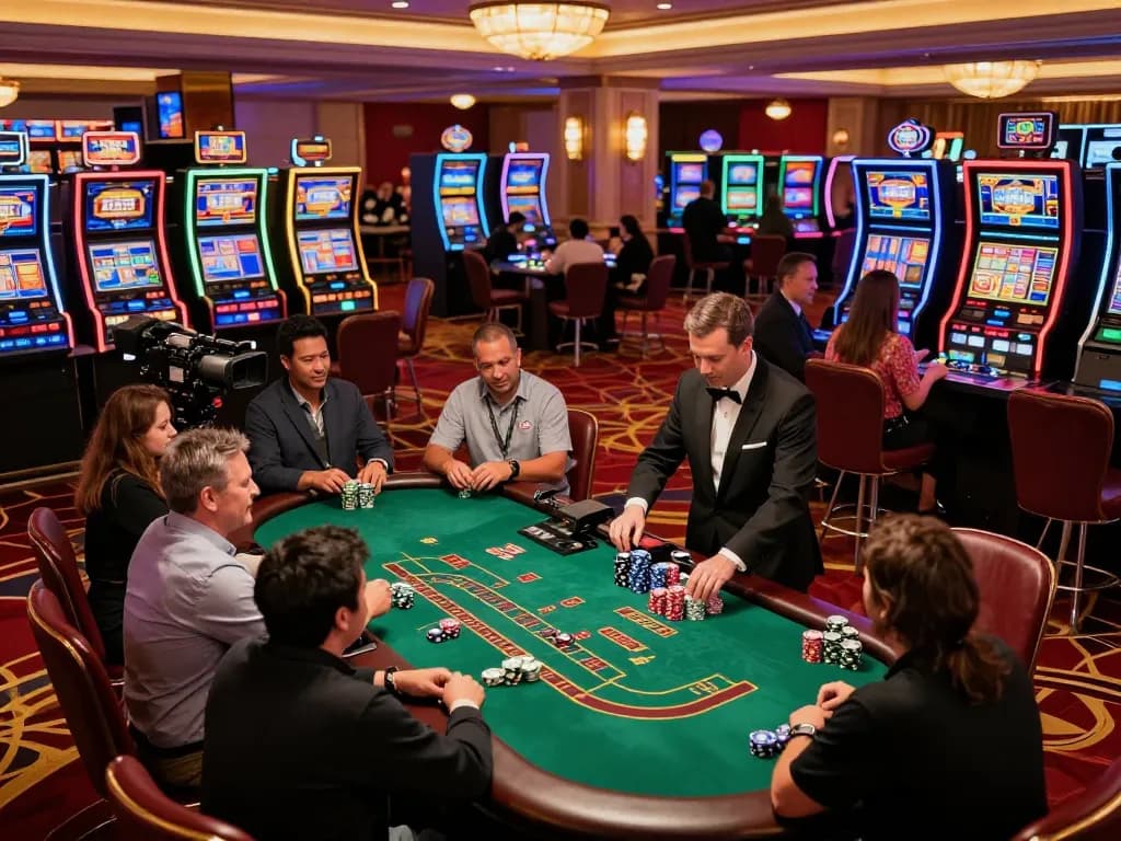 Players enjoying blackjack at a luxurious casino, showcasing the immersive rik vip gaming experience.
