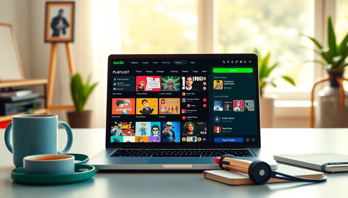 Engaging online betting platform 399W interface showcasing casual games and playlists