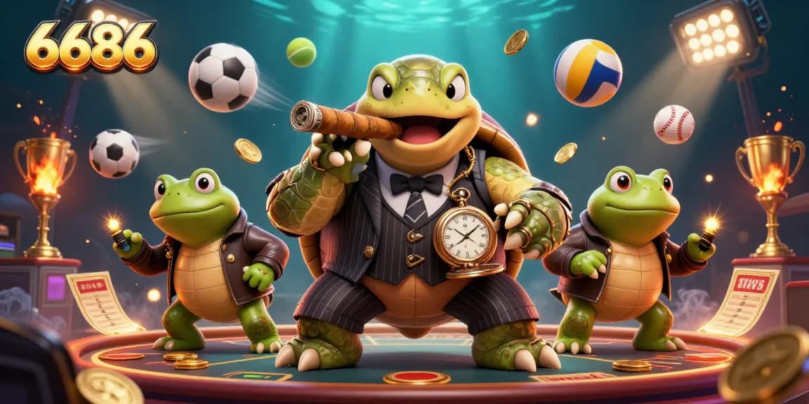 Bet on 6686 with dynamic casino action featuring a snapping turtle in mobster style.