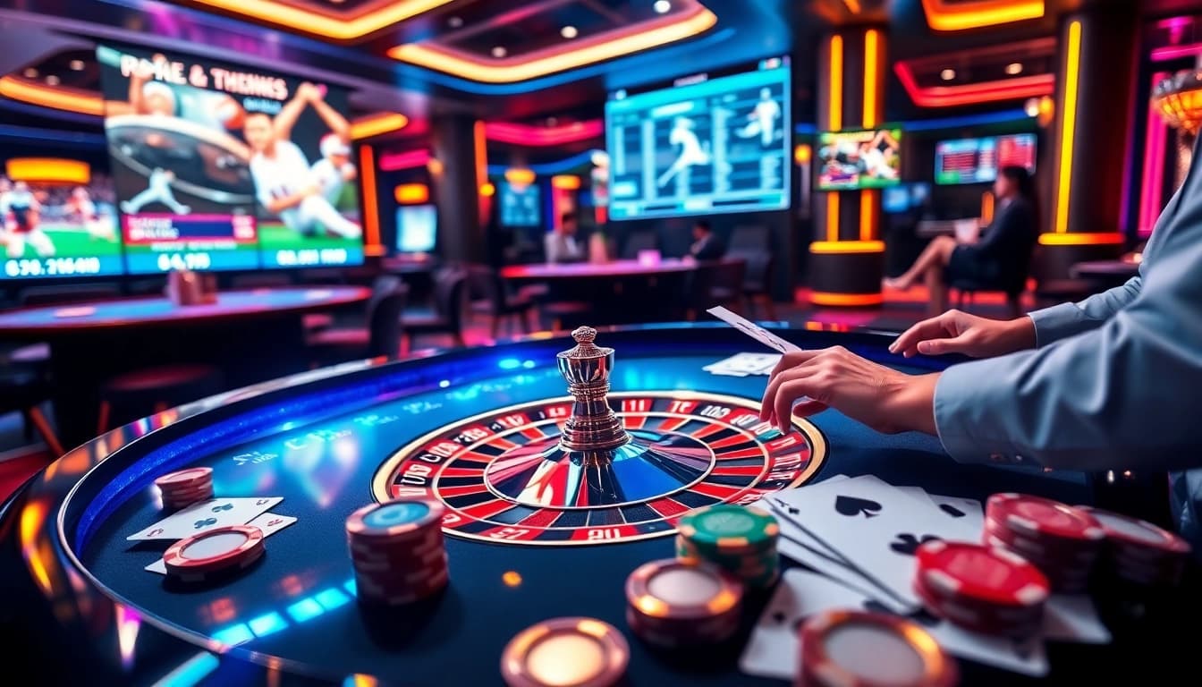 Experience thrilling gaming at RR88, featuring vibrant casino tables and engaging online interfaces.