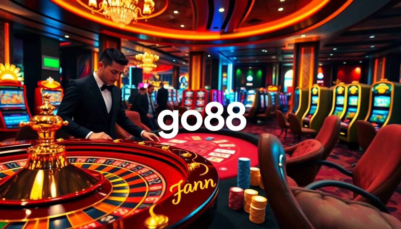 Players experiencing thrilling action at go88 casino with vibrant tables and slot machines.