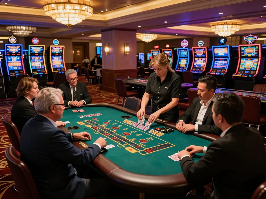 Engaging baccarat action at cm88sm with focused players and professional dealer in a luxurious casino setting.
