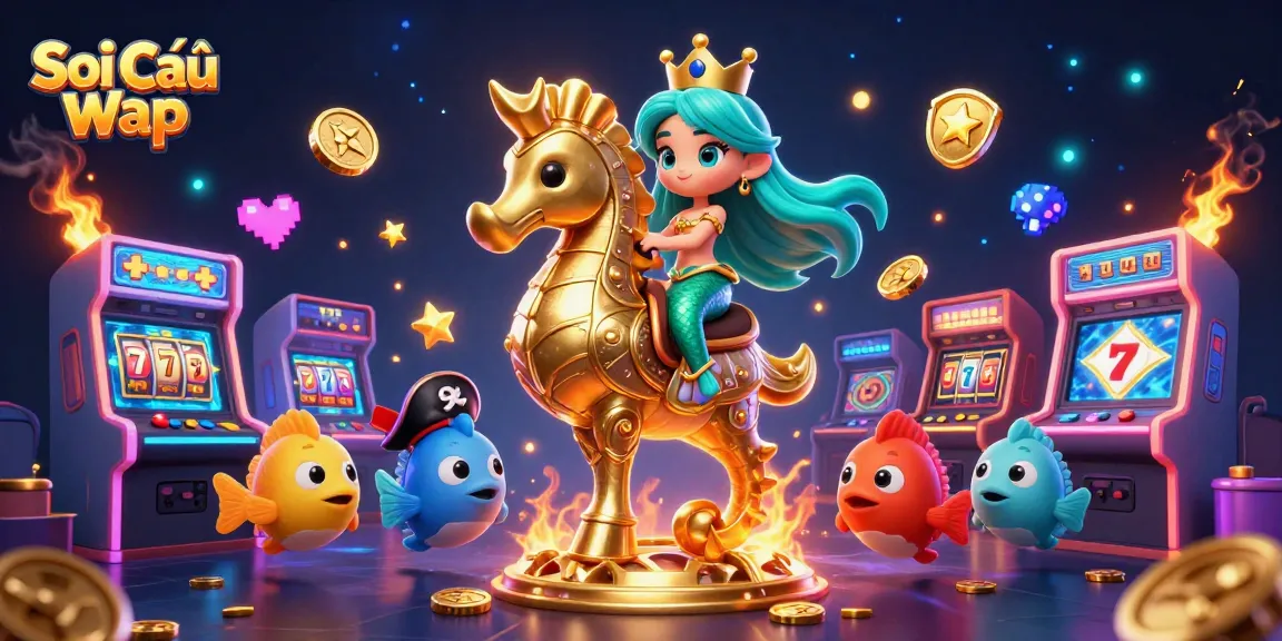 Soi Cầu Wap features a cartoon mermaid and seahorse in a vibrant casino theme with interactive game elements.