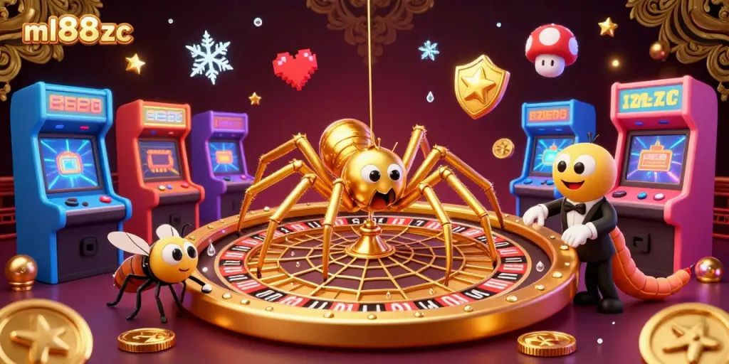 Engage in thrilling bets at ml88zc's casino-inspired illustration featuring a roulette wheel.