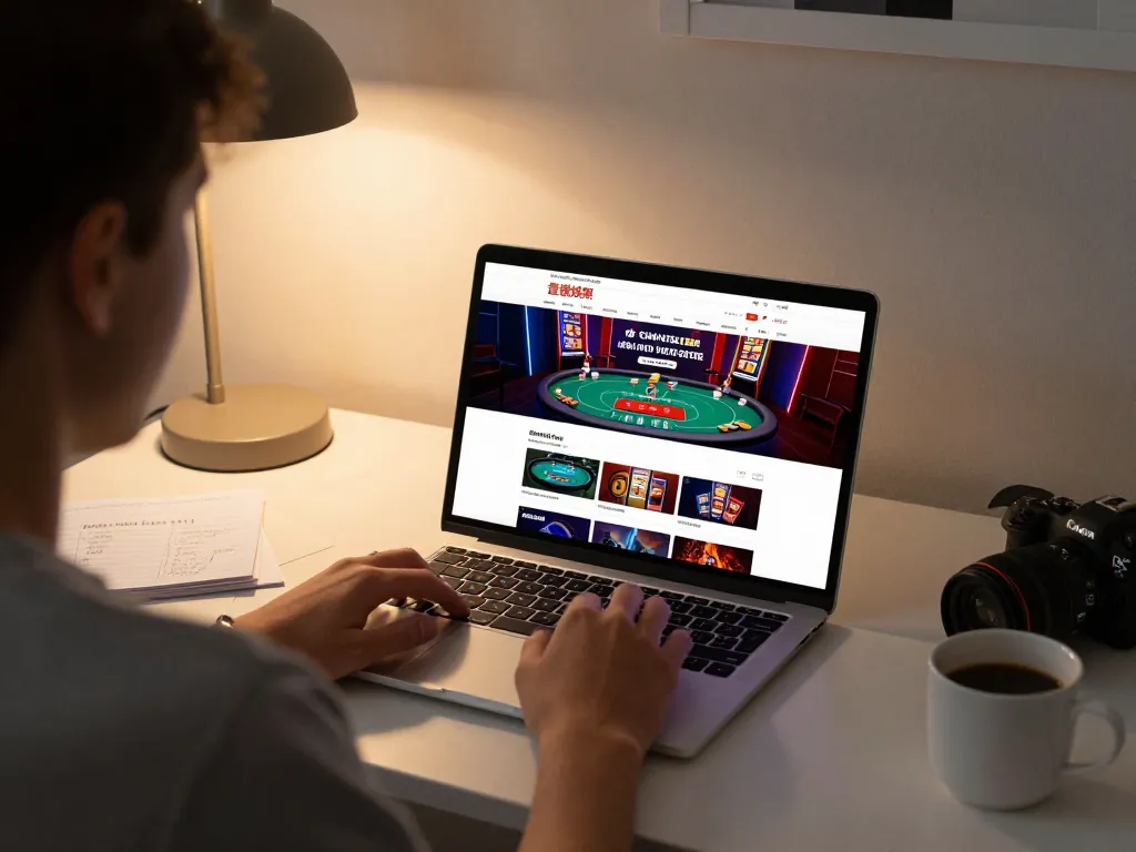 Engaged user placing bets on 壹發娛樂 online casino platform from comfortable home office, showcasing modern setup