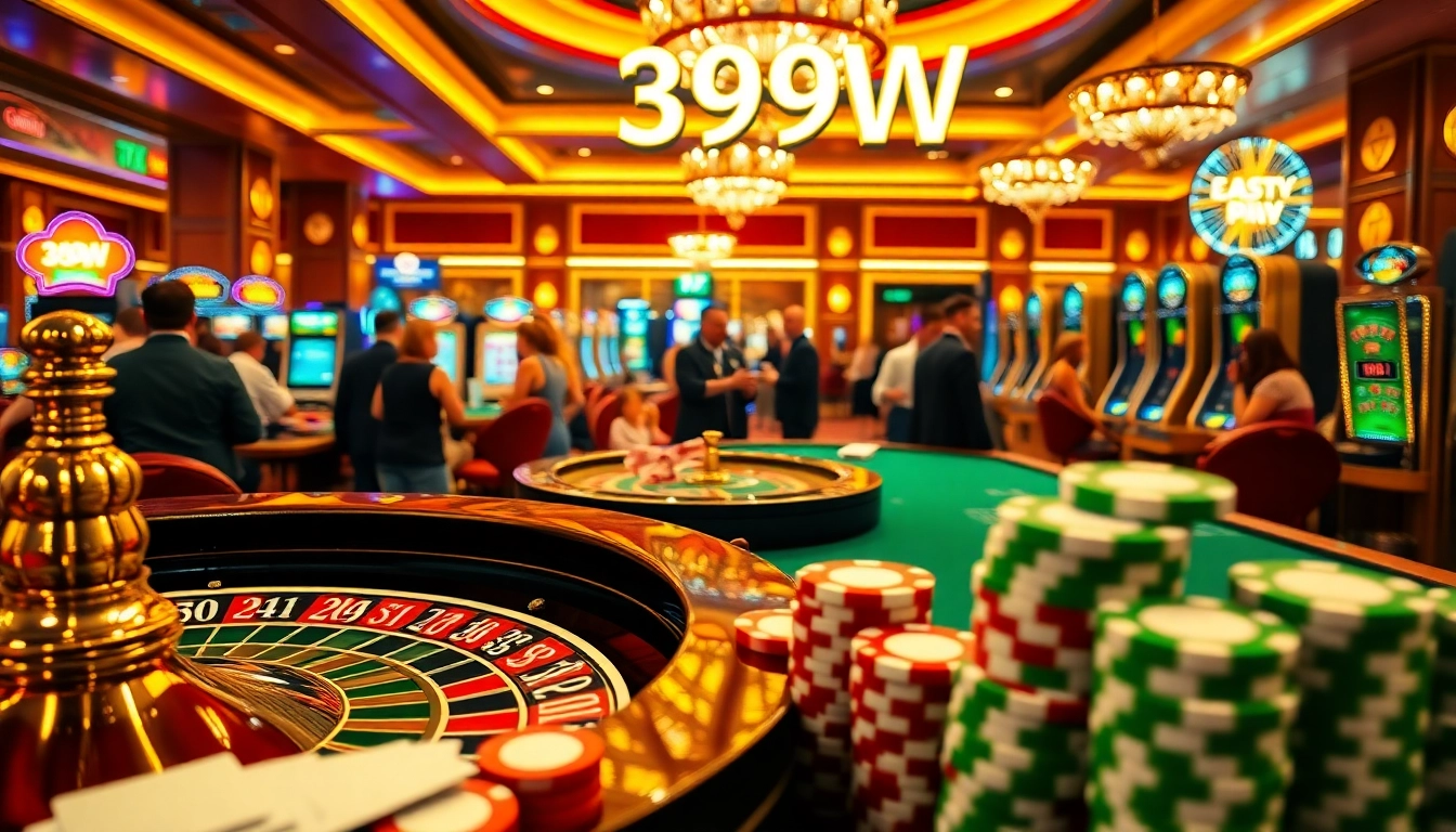 Engaging poker scene at the casino with 399W branding, showcasing vibrant gameplay and excitement.