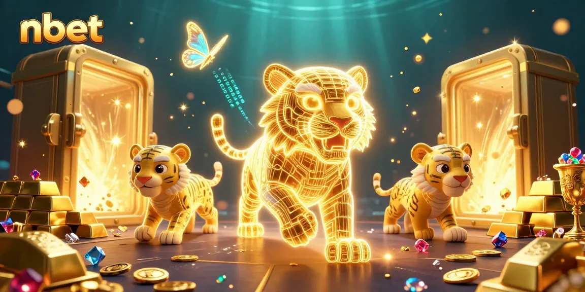 Experience nbet's thrilling casino atmosphere with vibrant golden tiger and gems.