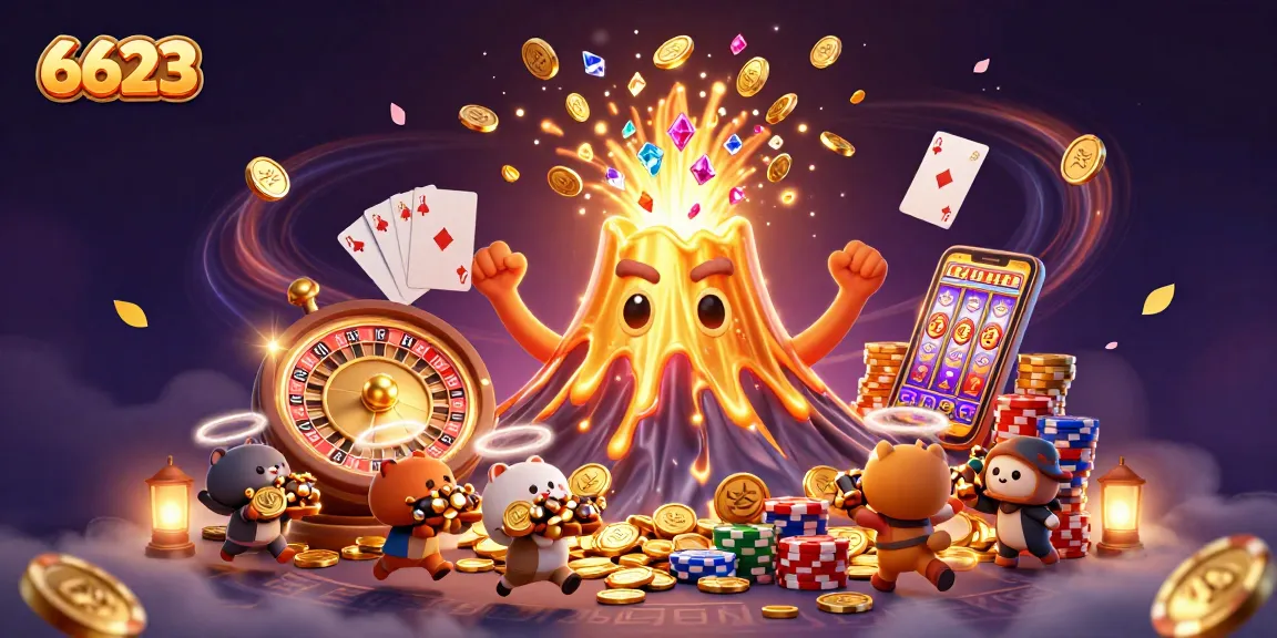 Experience the thrill of 6623's golden volcano and treasures in an exciting casino adventure.