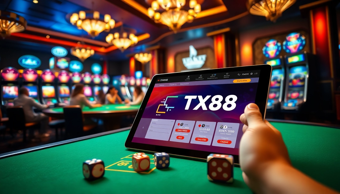 Experience the thrills of the TX88 App with immersive casino visuals and high-stakes gaming action.