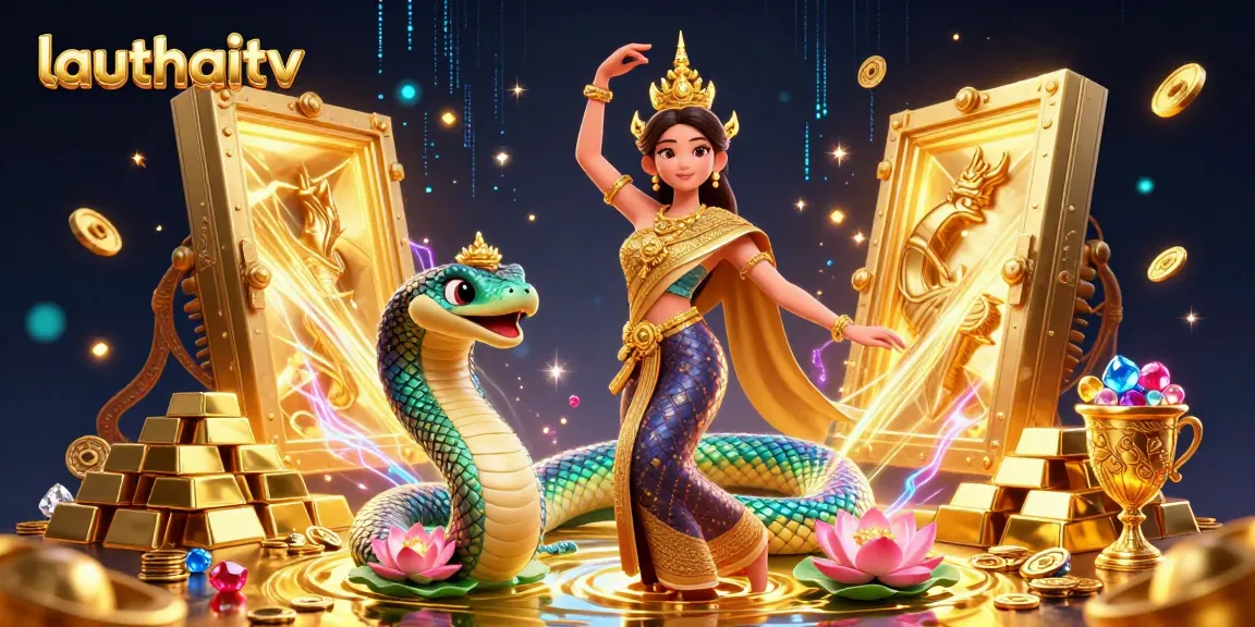 Experience thrilling moments on lauthaitv with vibrant live sports betting illustrated by a graceful Thai dancer.