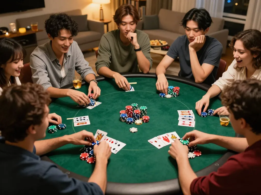 Tải F168 onboard the exciting poker experience with friends during a vibrant home game night.