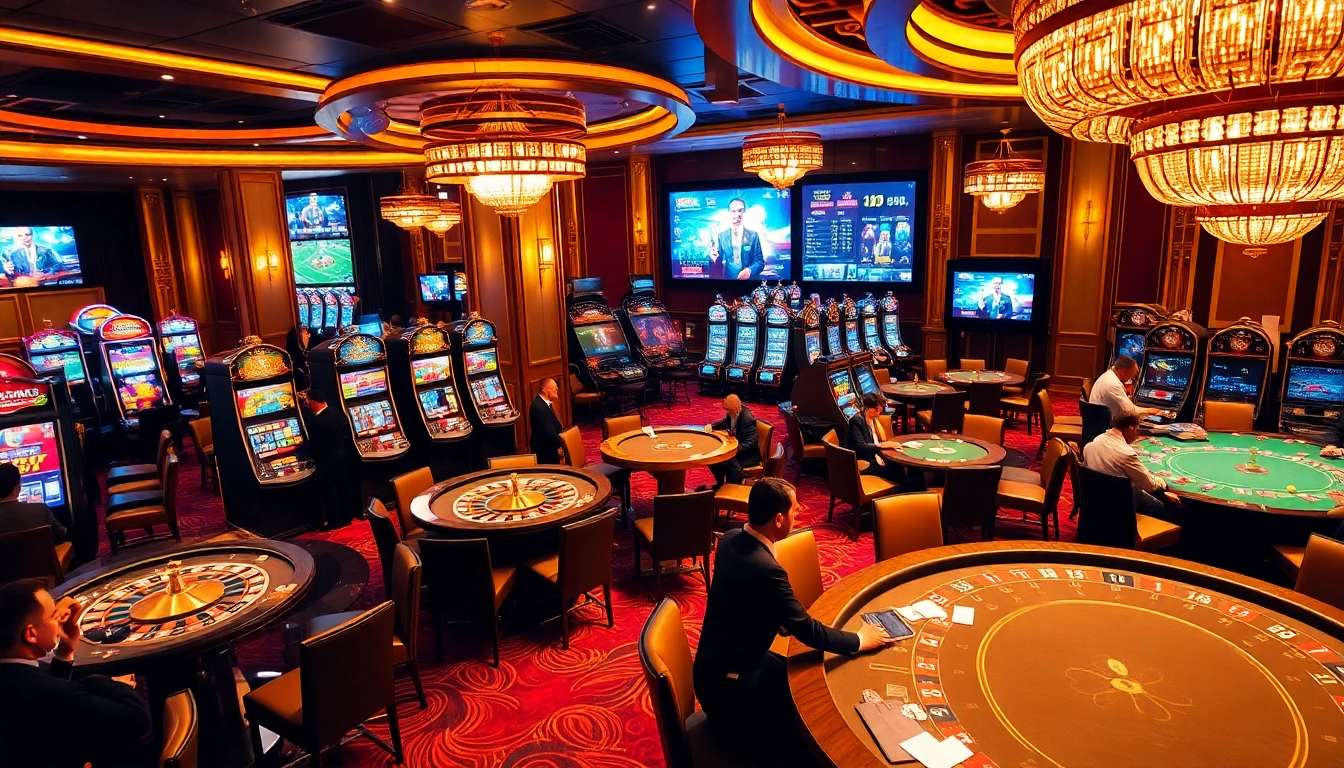 Experience the excitement of trang chủ mm88 with vibrant casino gaming, players, and luxury settings.