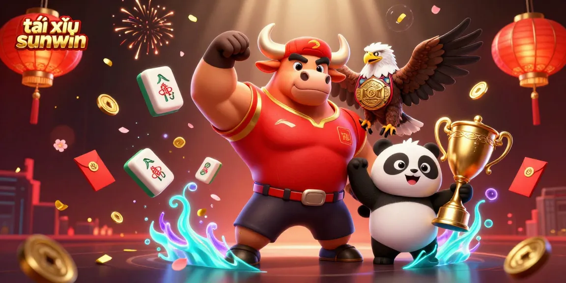 Experience the thrill of tài xỉu sunwin with our energetic 3D casino illustration featuring vibrant characters and exciting game elements.