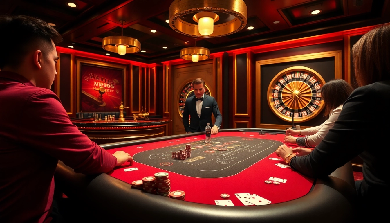Experience the excitement of KP88 casino gaming with vibrant tables and engaged players.