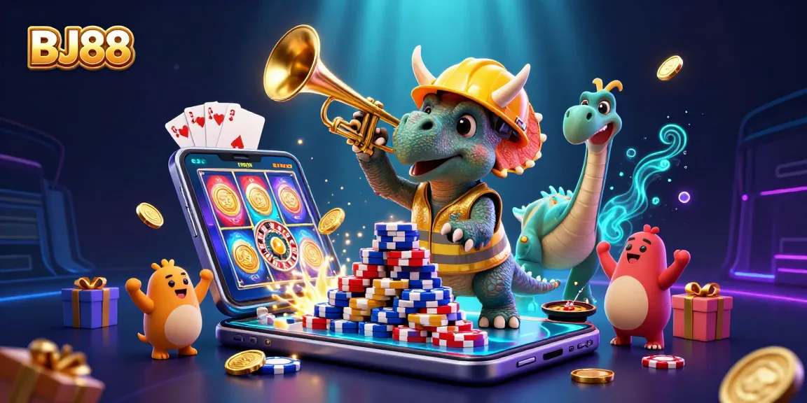 Engage with thrilling slots and casino fun at BJ88 featuring vibrant characters and game elements.