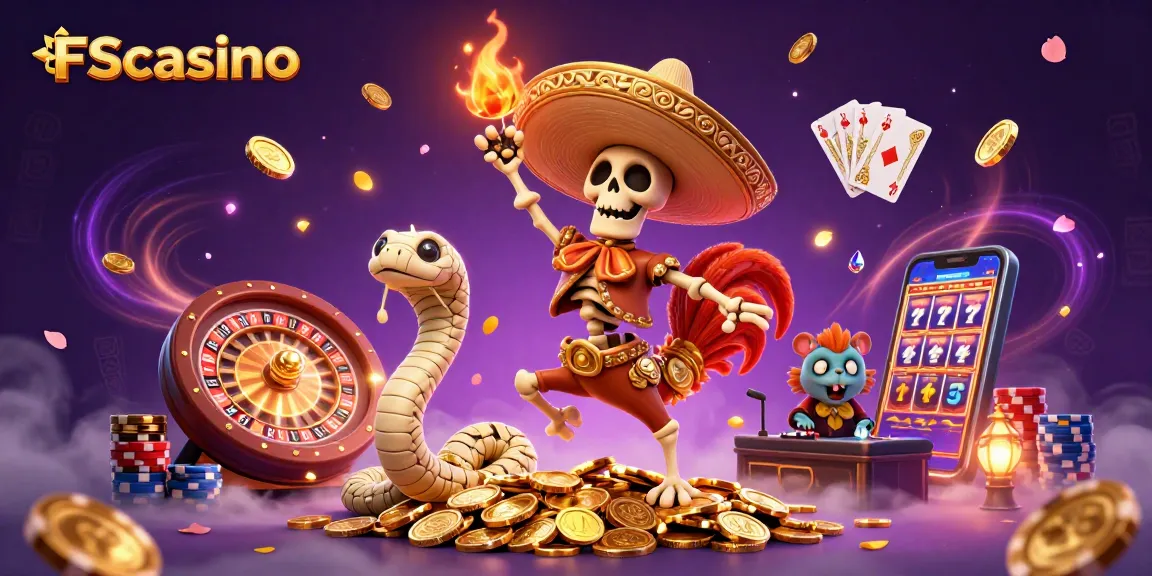 Join the fun at FScasino featuring a vibrant scene of winning, slots, and excitement!