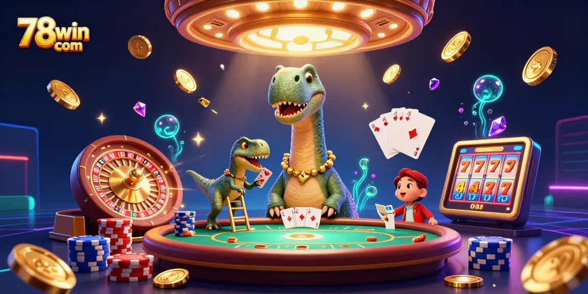 Experience thrilling games at 78win com with a captivating casino illustration featuring animated characters and dynamic elements.