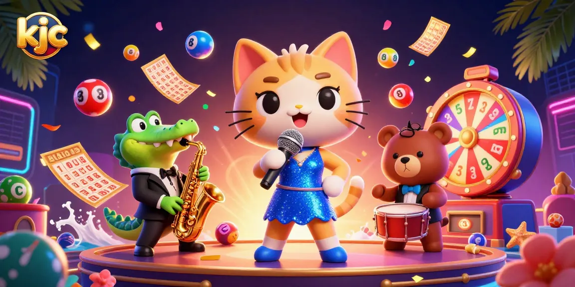 Win big with kjc's exciting lottery and gaming experience featuring vibrant characters.