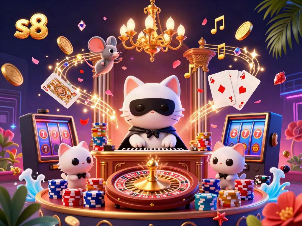 Experience the thrill of s8 casino gaming with a phantom cat, golden coins, and dynamic gameplay elements.