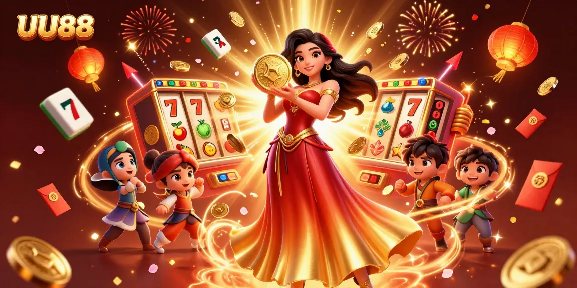 Experience thrilling gaming at UU88 with vibrant symbols, golden coins, and excitement.