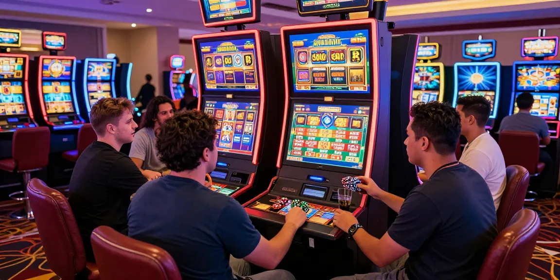 Experience the excitement of bonus buy slots at https://cocomaya.co.uk with players engaging in strategies in a vibrant casino atmosphere.