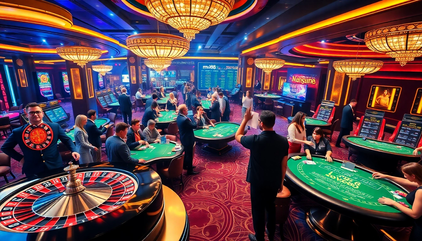 Participants engaging in high-stakes games at mv88 casino, showcasing excitement and professionalism.