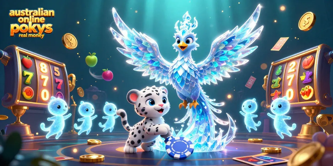 Experience australian online pokies real money with an engaging 3D cartoon illustration showcasing a phoenix and gaming elements.