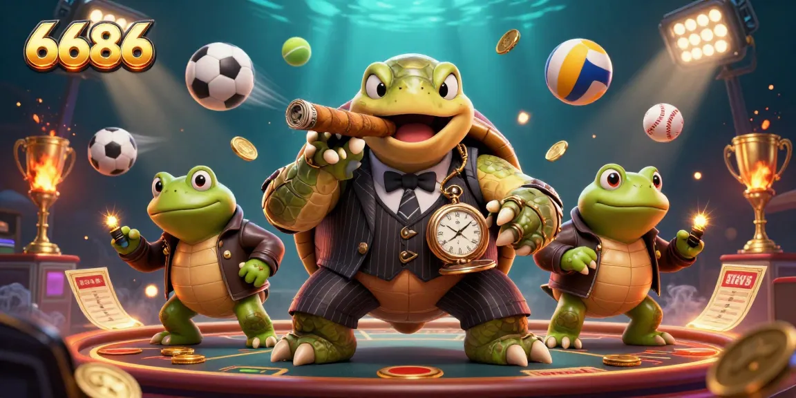 Bet on 6686 with dynamic casino action featuring a snapping turtle in mobster style.