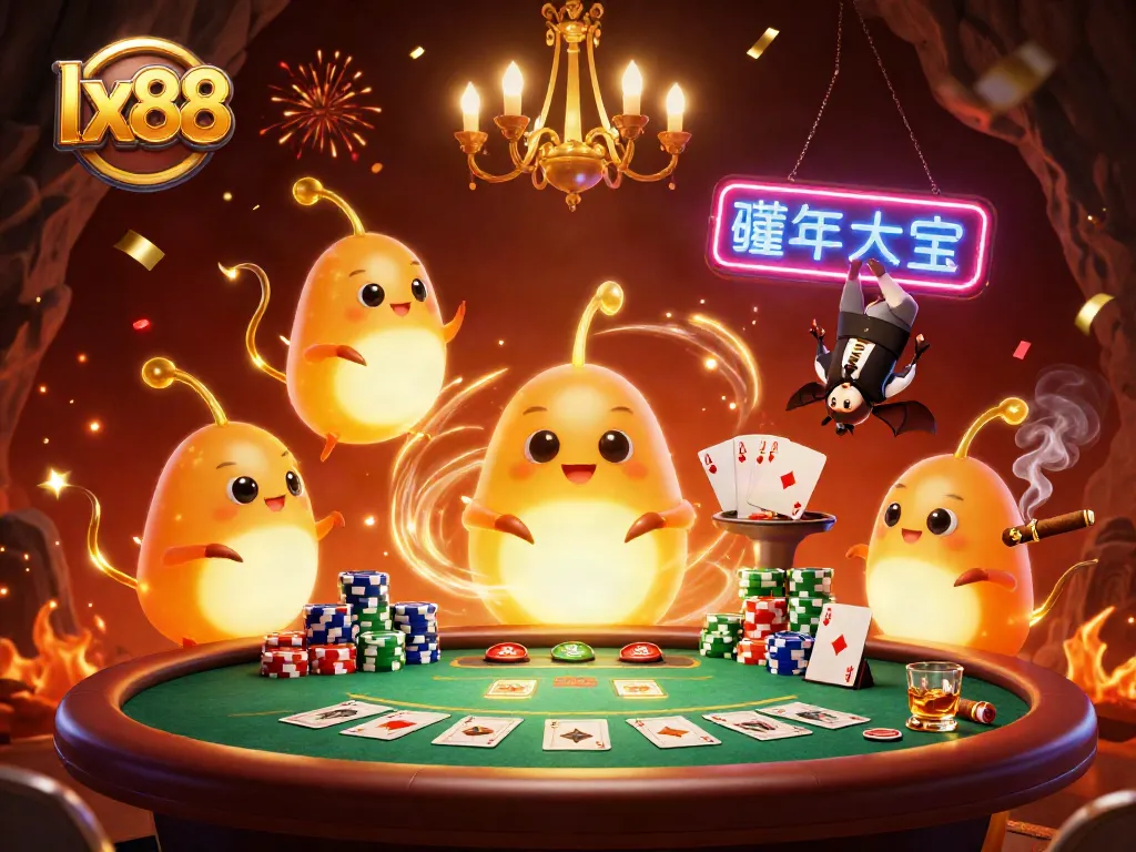 Betting with lx88 at a vibrant casino lit by glowworms creates an electrifying atmosphere.