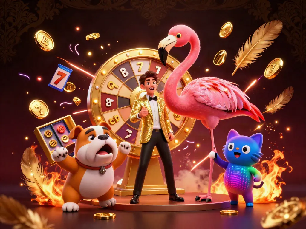 Engage in thrilling R666 slots action with excited contestants in a vibrant casino scene.