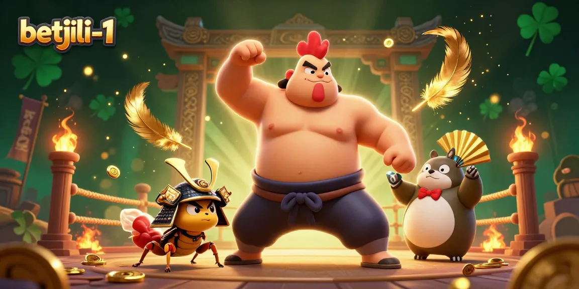 Engage in thrilling gameplay with betjili-1's powerful rooster and fierce cricket in a dynamic casino scene.