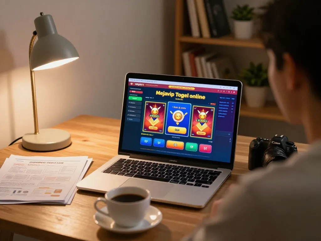 Terlibat dalam permainan me javip togel online di laptop dalam suasana rumah yang nyaman.