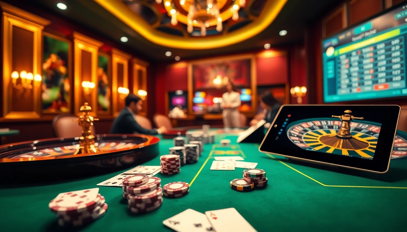 Experience the excitement of gambling at QH88 with a vibrant casino table and online betting interface.