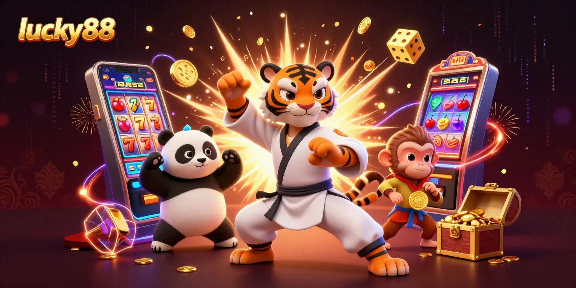 Experience lucky88 thrills as a kung fu tiger, panda, and monkey bring casino excitement alive!