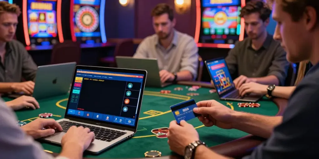 Players enjoying credit card casinos UK with engaging gaming experience on laptops and mobiles