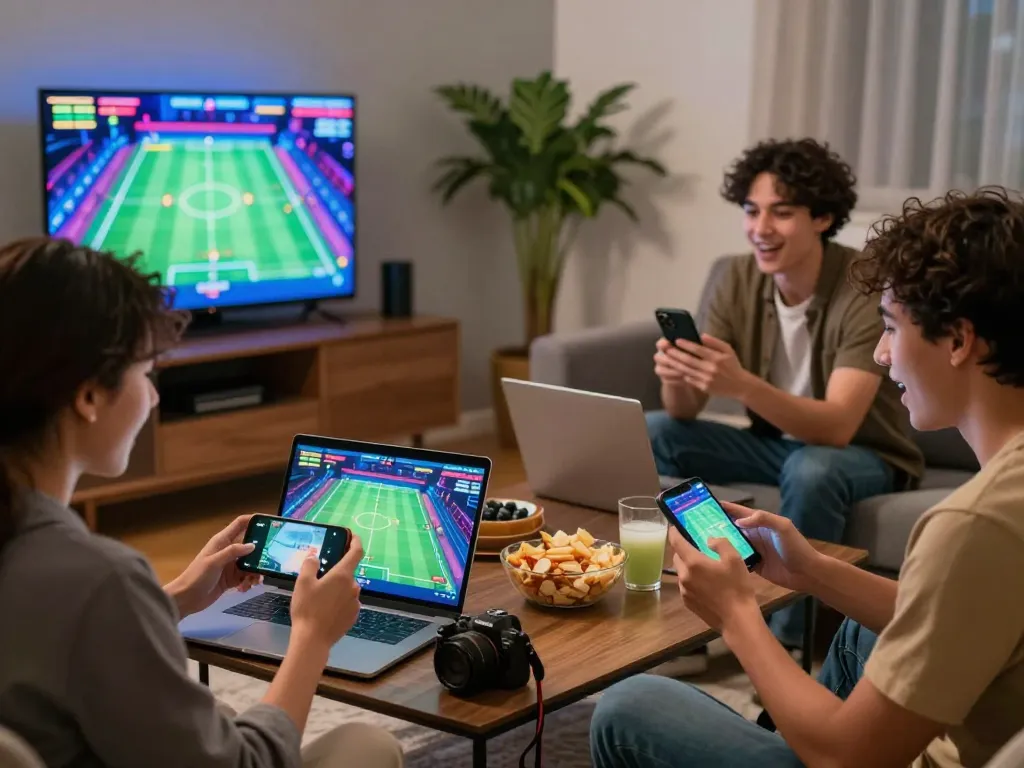 Friends enjoying an exciting online betting session at link f168, showcasing vibrant gaming atmosphere and modern technology.