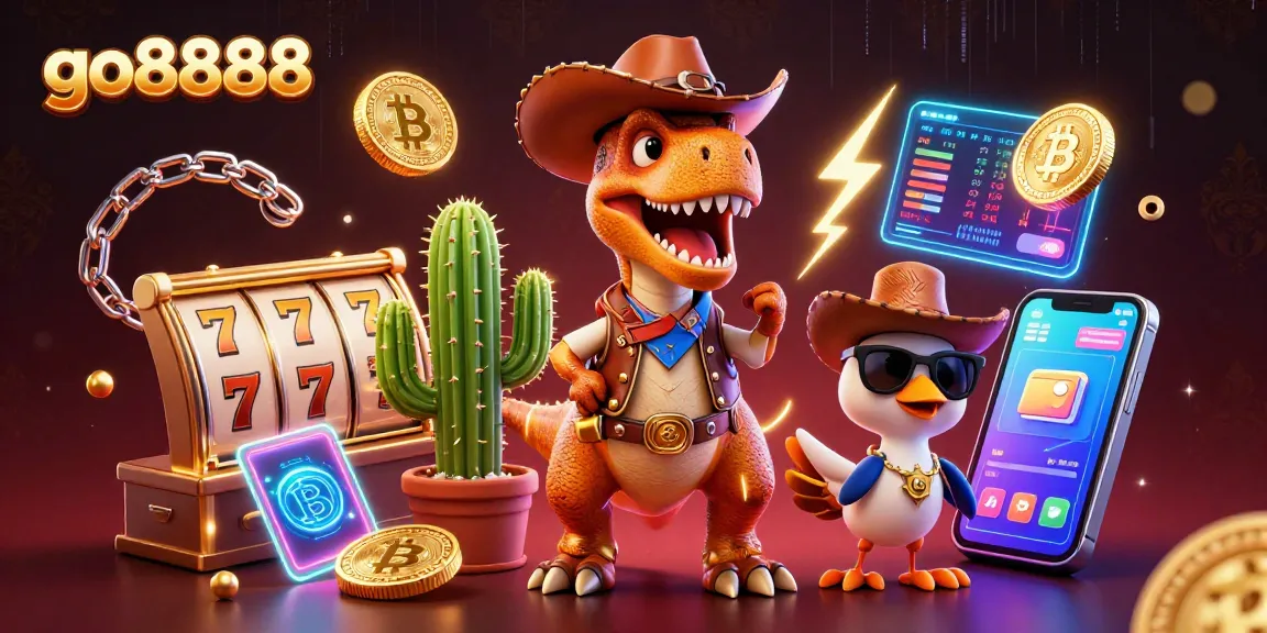 Win big with go8888 at this exciting casino scene featuring animated characters and slot games!