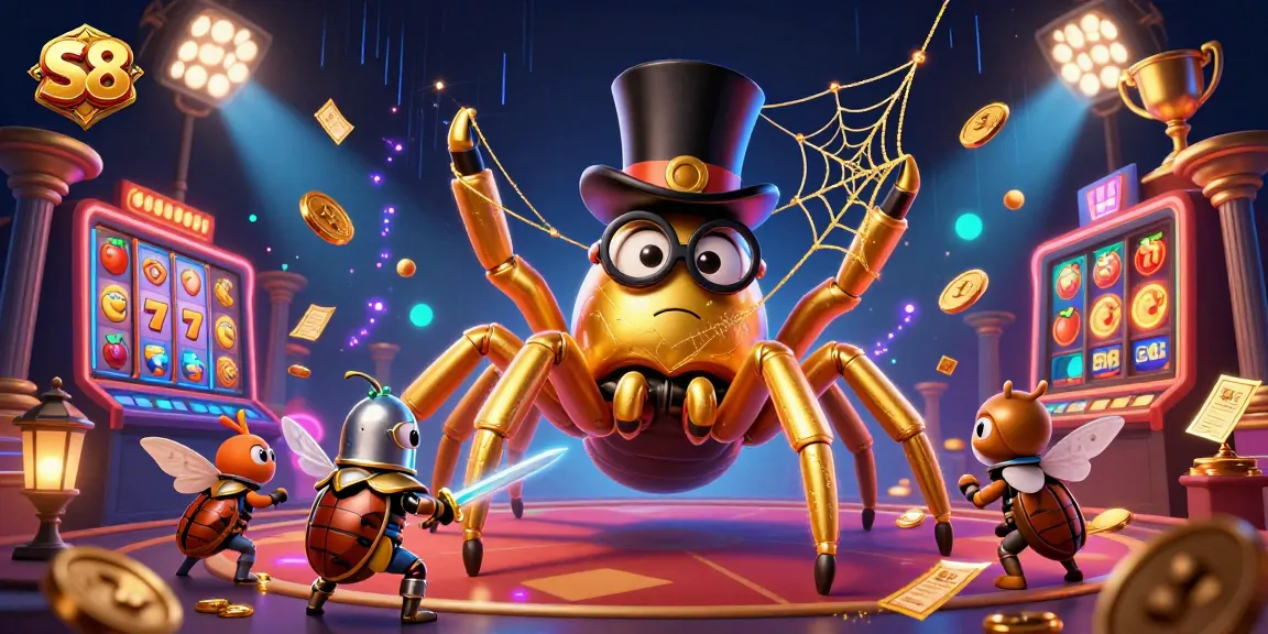 S8 combines engaging slots action with a dynamic casino scene featuring a golden tarantula and knight.