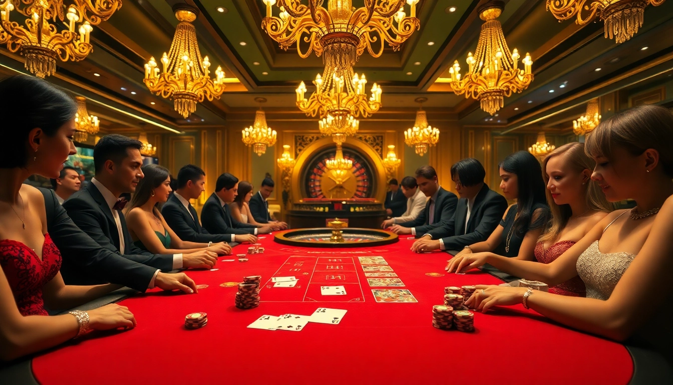 Excited players at F168 Vision blackjack table gather around to enjoy their thrilling experience.