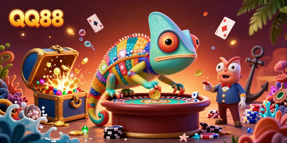 Experience thrilling gameplay at QQ88 with dynamic casino elements and vibrant 3D illustration art