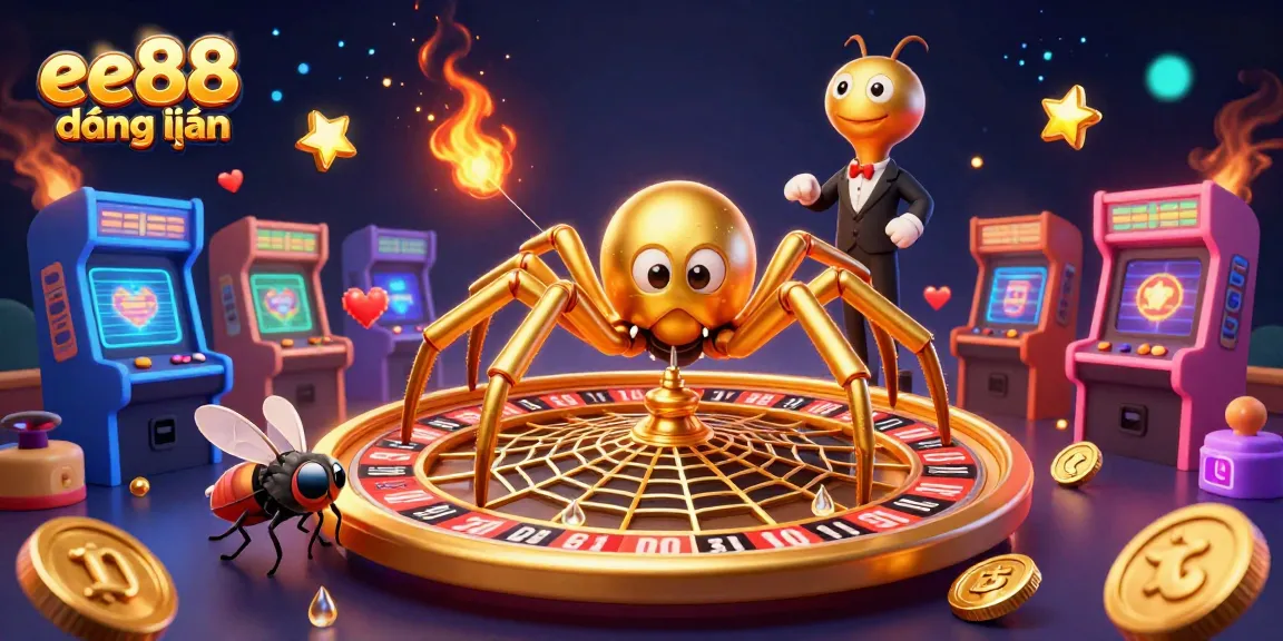 Place bets with the exciting ee88 đăng nhập experience, featuring a golden spider and dynamic gaming elements.