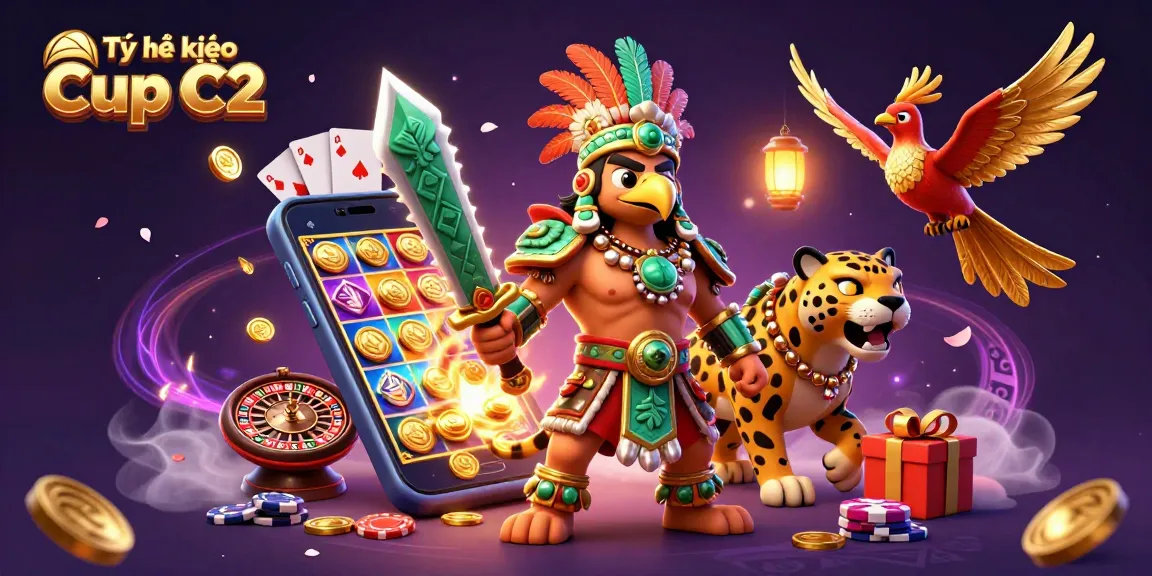 Experience the excitement of Tỷ lệ kèo Cup C2 with dynamic gaming elements and 3D warrior characters.