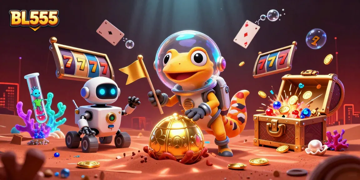 Experience thrilling wins at BL555 with slot reels and jackpots in a Martian casino.