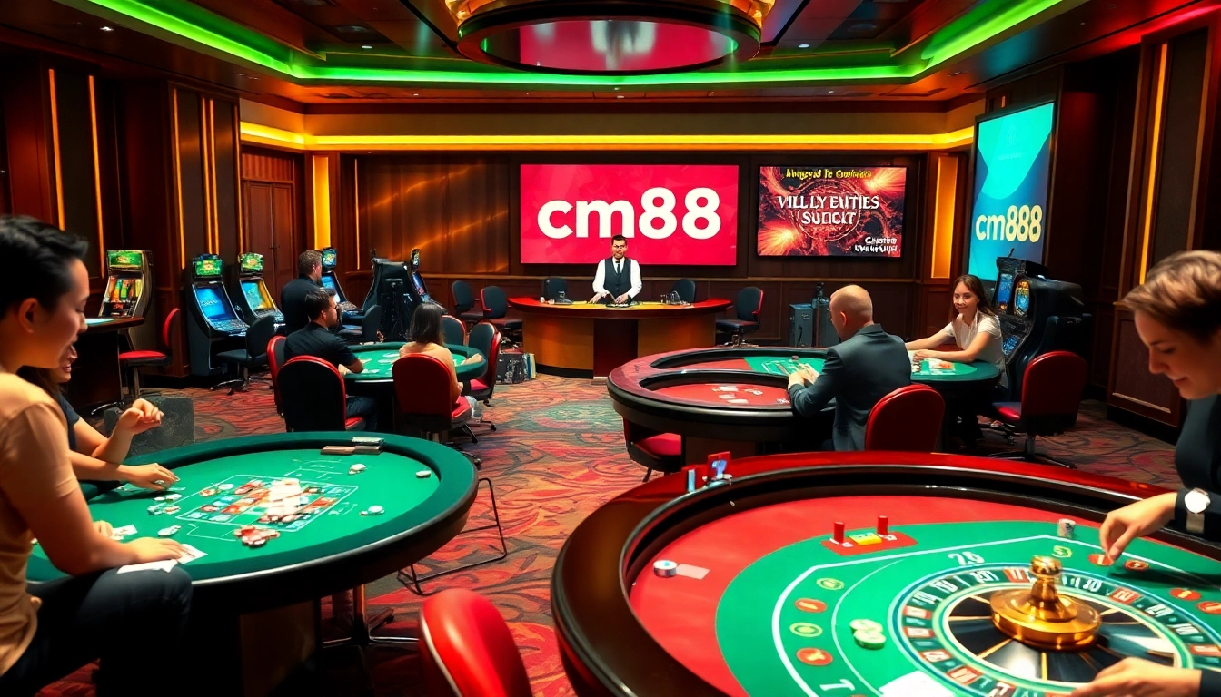 Experience thrilling gaming at cm88.com with vibrant casino tables and excited players.