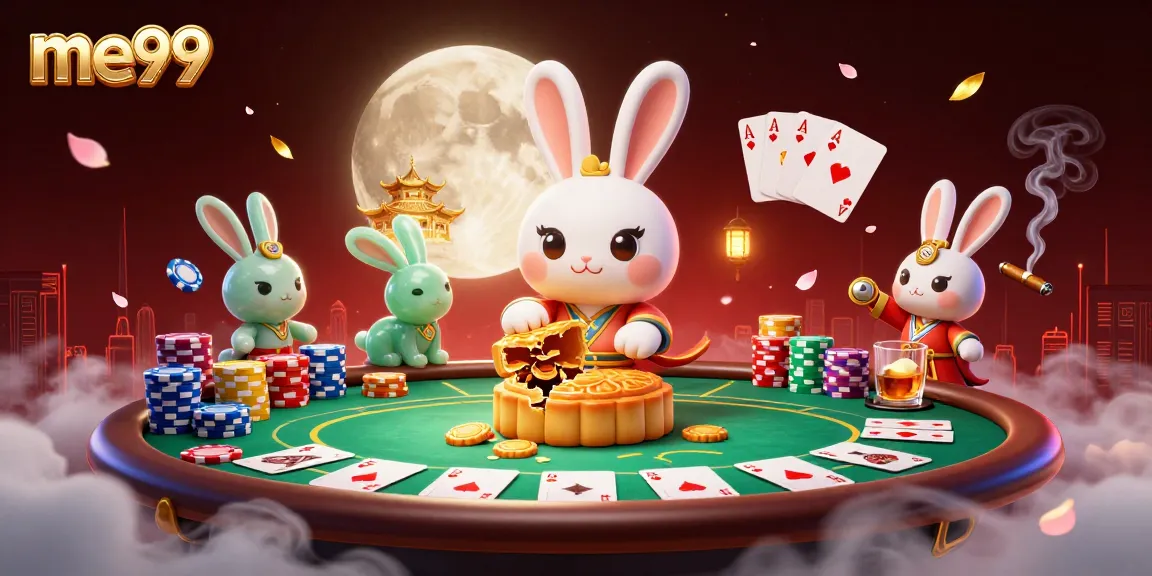 Play exciting poker and win rewards at me99 with a vibrant lunar casino scene.