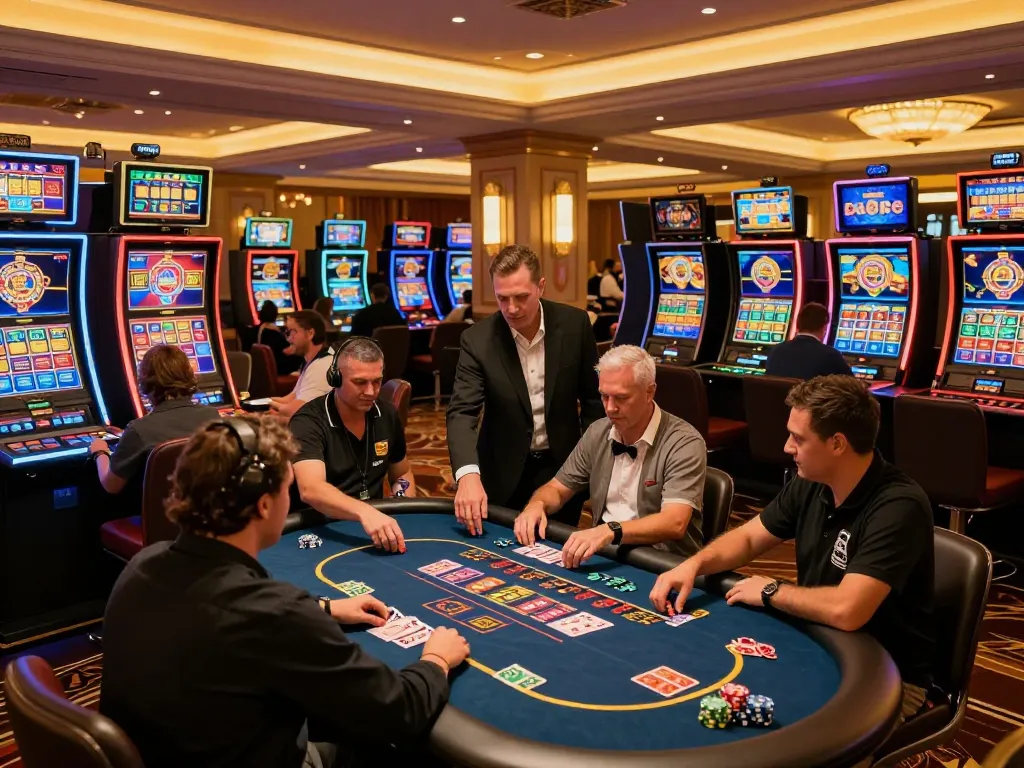 Engaged players placing bets at HZ88's vibrant casino table games