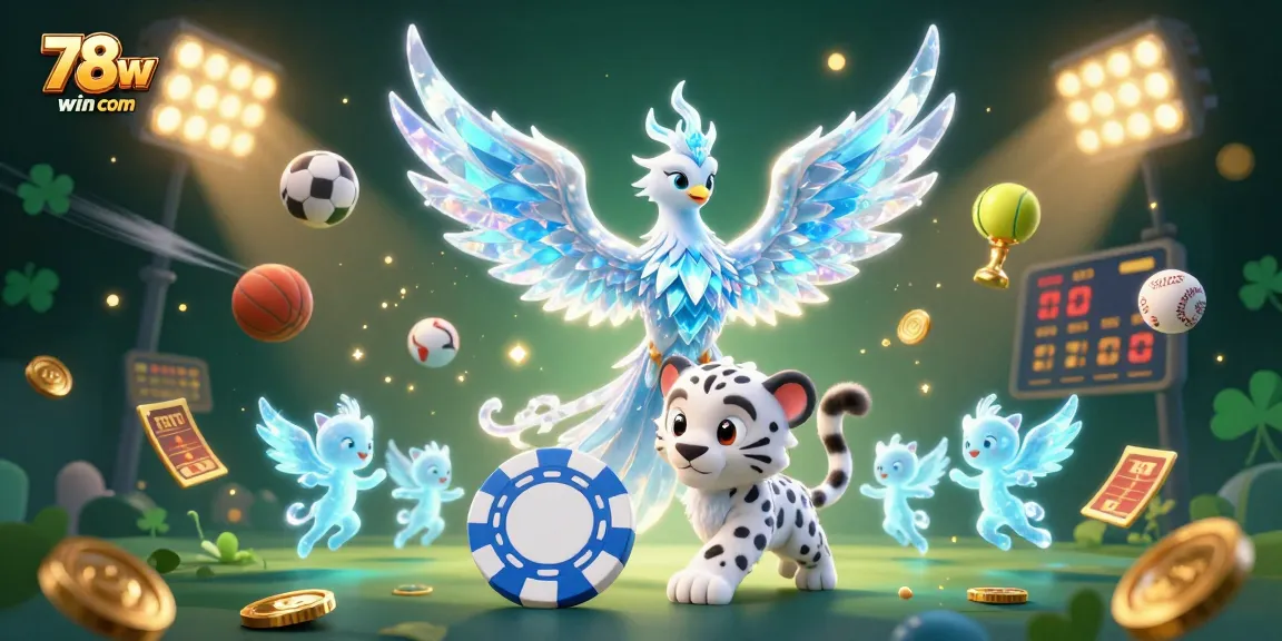 Bet and win big at 78win com with a dazzling, action-packed 3D casino illustration showcasing vibrant game elements.