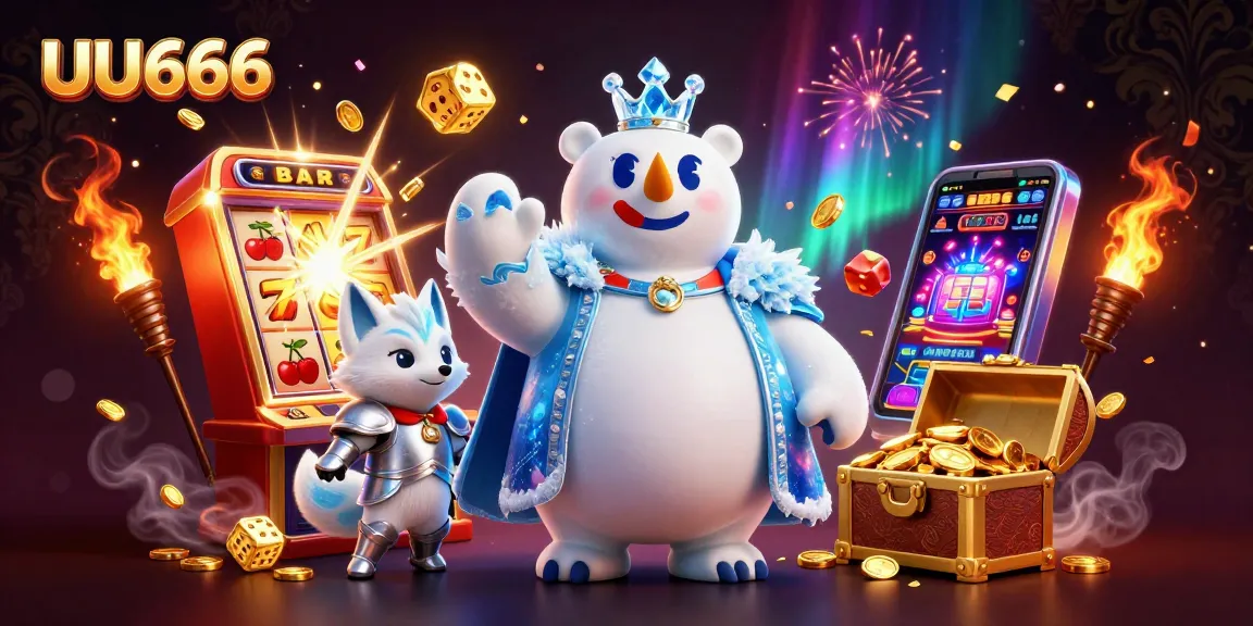 Experience exhilarating wins with the UU666 online casino in this vibrant 3D illustration.